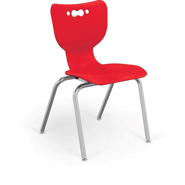 Hierarchy School Chair, 4 Leg, 18" Chrome Frame, Red Armless Shell, PK5